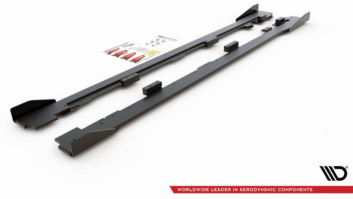 Maxton Robuste Racing Seitenschweller Ansatz für für + Flaps Volkswagen Golf GTI Mk6 schwarz Hochglanz