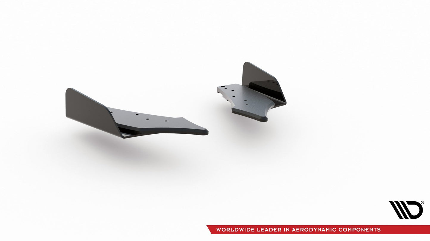 Maxton Robuste Racing Heck Ansatz Flaps Diffusor +Flaps für Ford Focus ST Mk4 schwarz Hochglanz