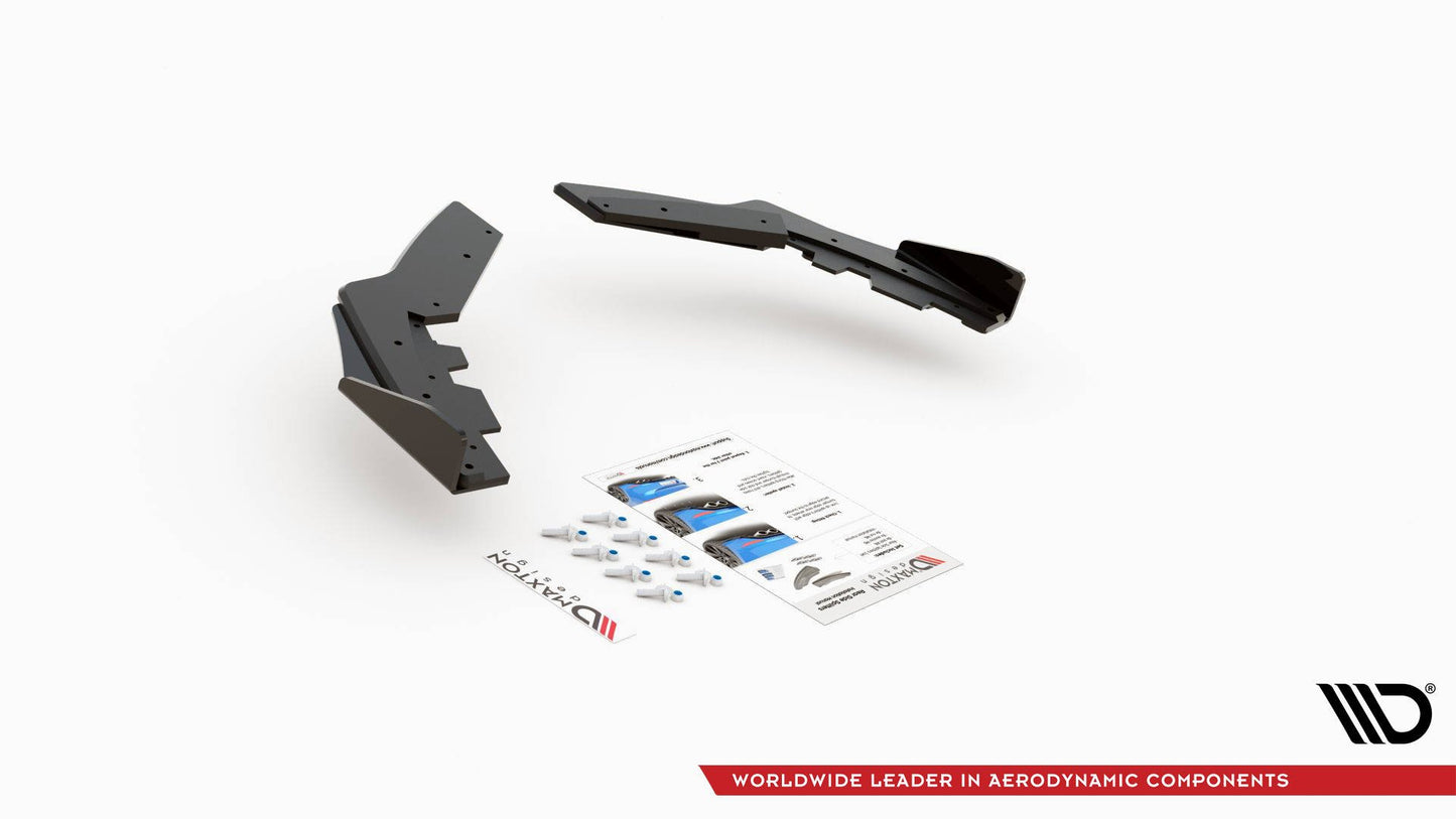 Maxton Robuste Racing Heck Ansatz Flaps Diffusor +Flaps für BMW M135i F20 schwarz Hochglanz