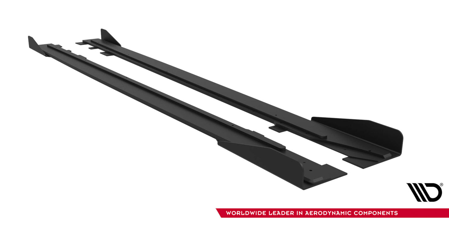 Maxton Street Pro Seitenschweller Ansatz für + Flaps Ford Mustang GT Mk6 schwarz Hochglanz