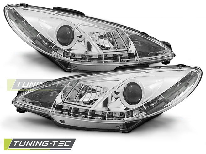 Tuning-Tec LED Tagfahrlicht Scheinwerfer für Peugeot 206 98-02 chrom