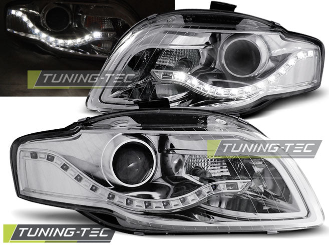 Tuning-Tec LED Tagfahrlicht Scheinwerfer für Audi A4 B7 05-08 chrom