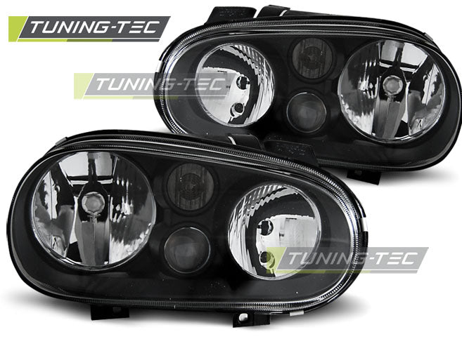 Tuning-Tec Klarglas Scheinwerfer für VW Golf 4 97-03 schwarz mit Nebelscheinwerfer