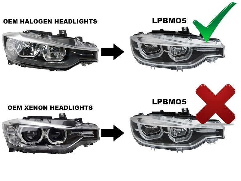 Tuning-Tec Voll LED Tagfahrlicht Angel Eyes Scheinwerfer für BMW 3er F30/F31 11-15 schwarz / chrom