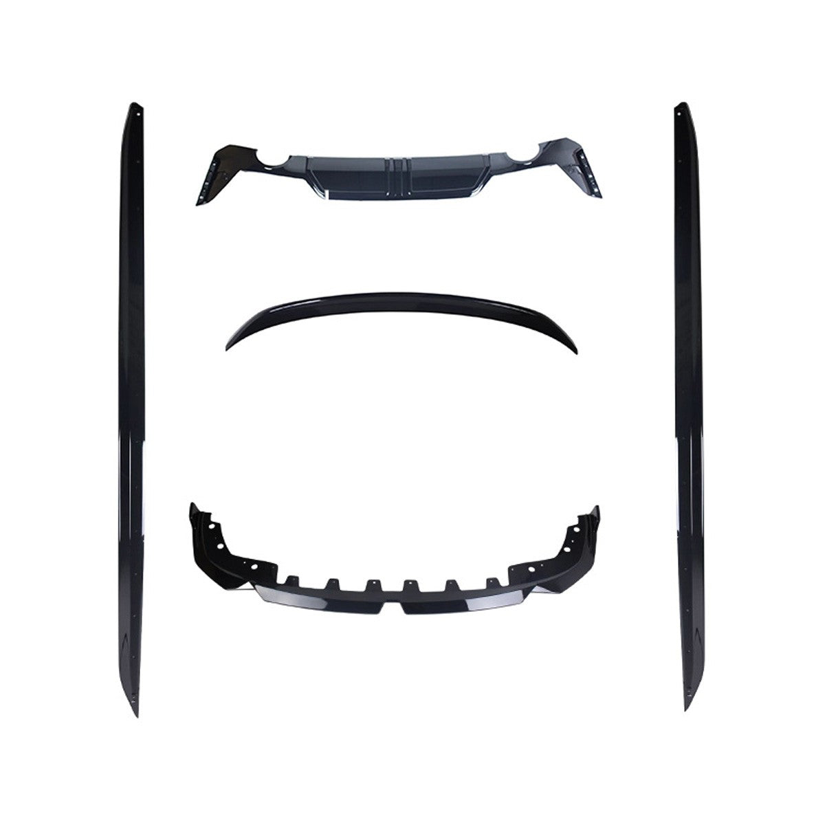 BK12.017-1 - Body Kit passend für BMW 1er F40 M-Pack / M135i 2019+ (Runde Doppelauspuff links und rechts) Hochglanz Schwarz