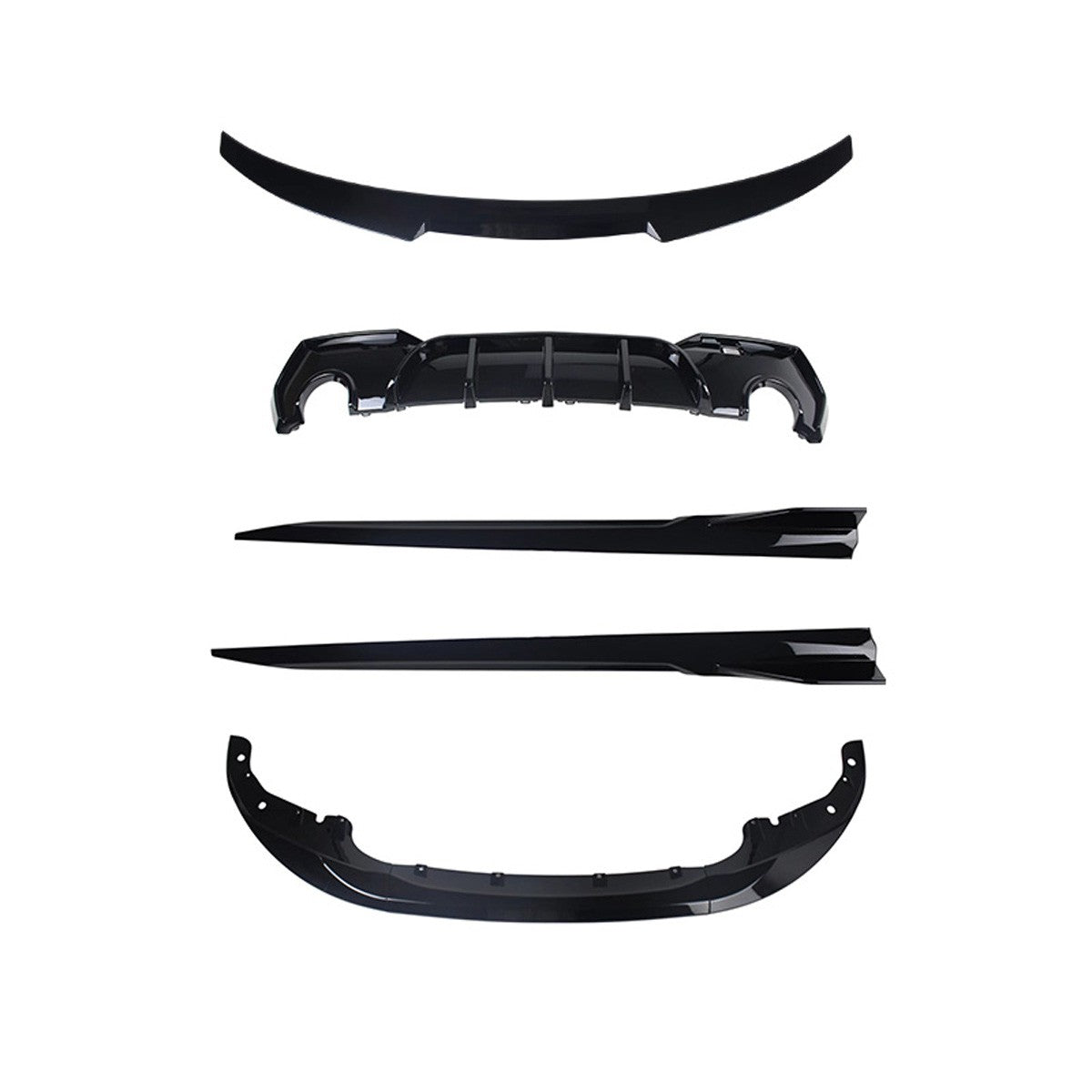 BK12.017-2 - Body Kit passend für BMW 1er F40 M-Pack / M135i 2019+ (Runder Einfachauspuff links) Hochglanz Schwarz