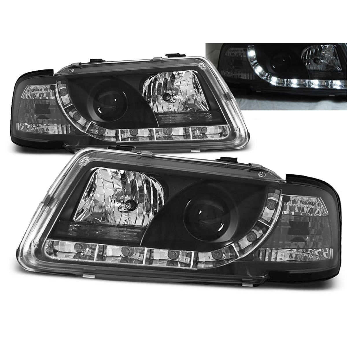 Scheinwerfer True DRL Schwarz passend für Audi A3 8L 08.96-08.00
