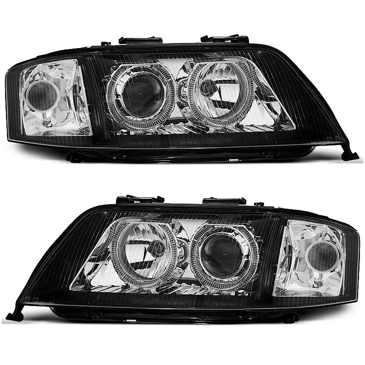 Scheinwerfer Angel Eyes Schwarz passend für Audi A6 05.97-06.01
