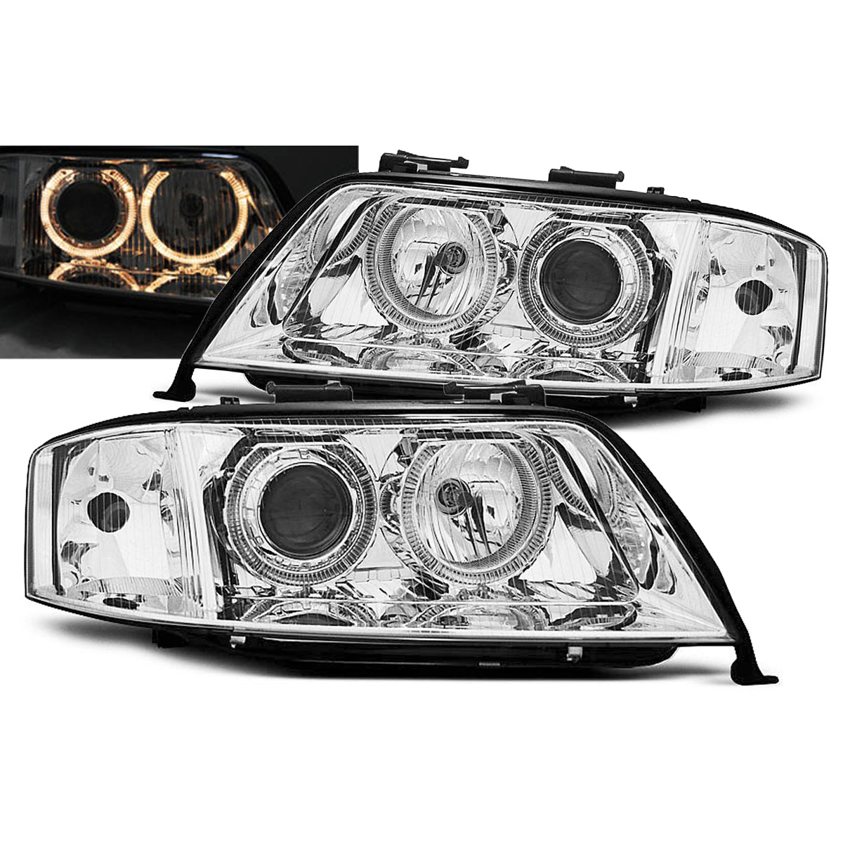 Xenon Scheinwerfer Angel Eyes Chrom passend für Audi A6 05.97-09.99