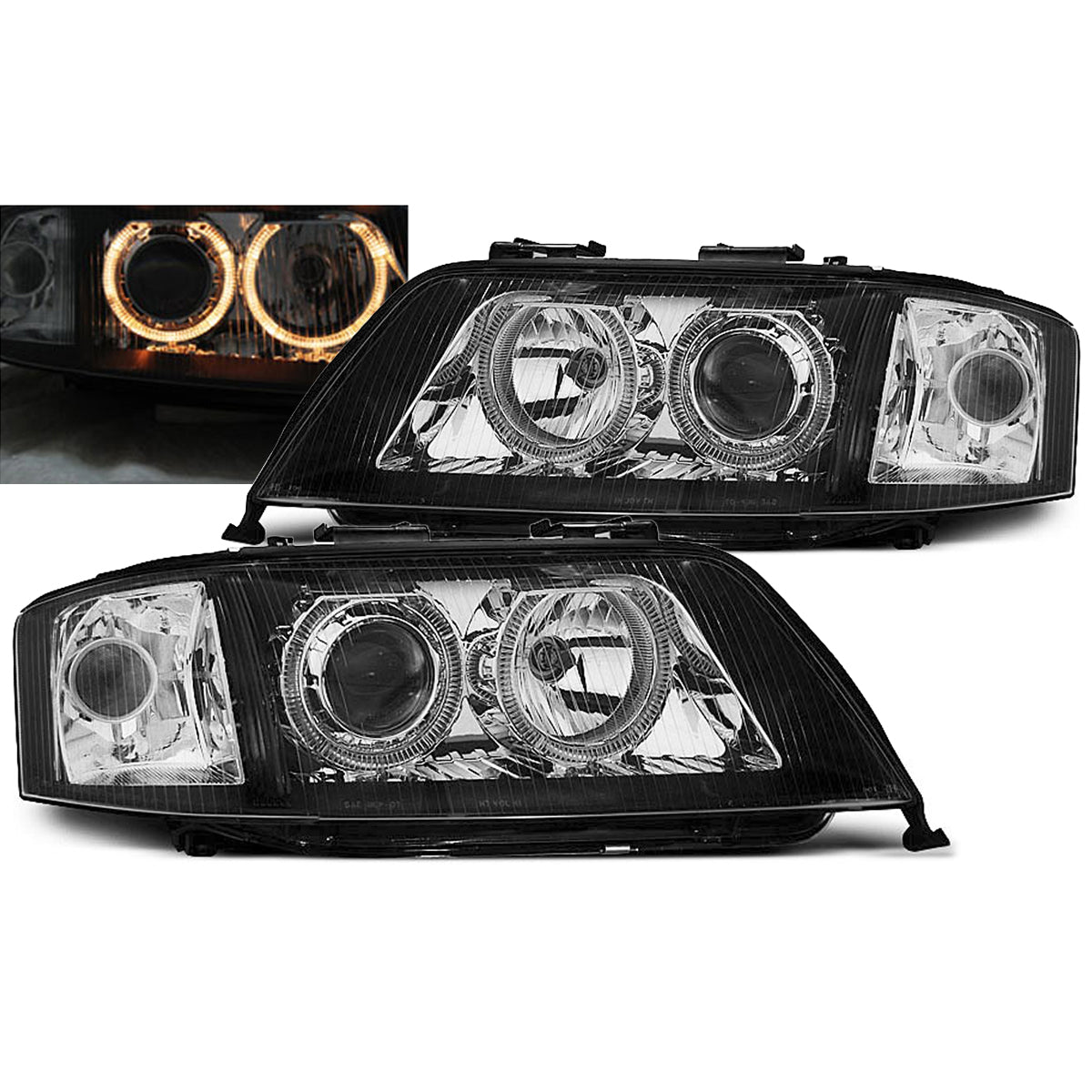 Xenon Scheinwerfer Angel Eyes Schwarz passend für Audi A6 06.01-05.04