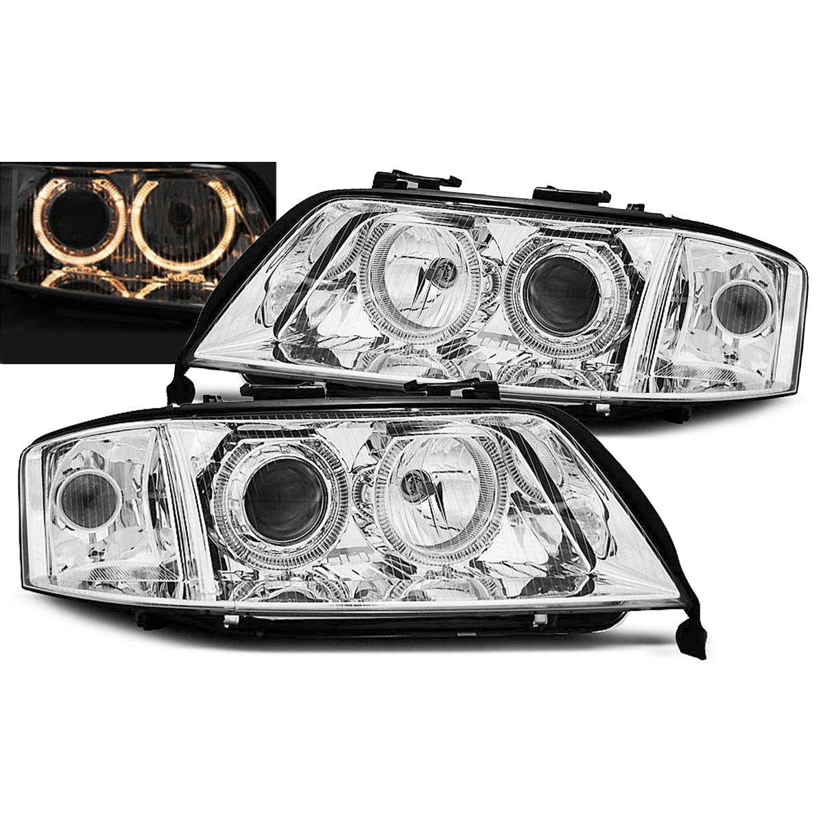 Xenon Scheinwerfer Angel Eyes Chrom passend für Audi A6 10.99-06.01