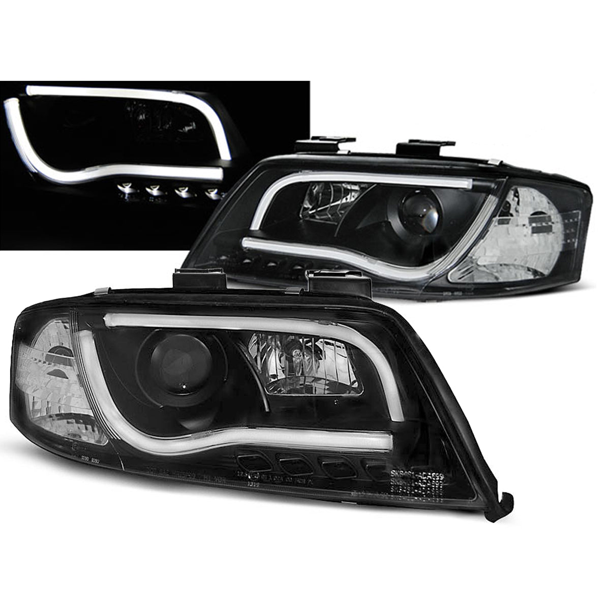 Scheinwerfer Röhrenlicht Schwarz passend für Audi A6 05.97-05.01