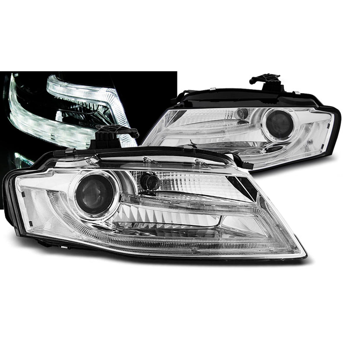 Scheinwerfer True DRL Chrom passend für Audi A4 B8 04.08-11