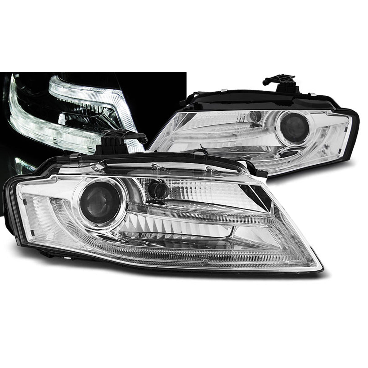 XENON Scheinwerfer True DRL Chrom passend für Audi A4 B8 04.08-11