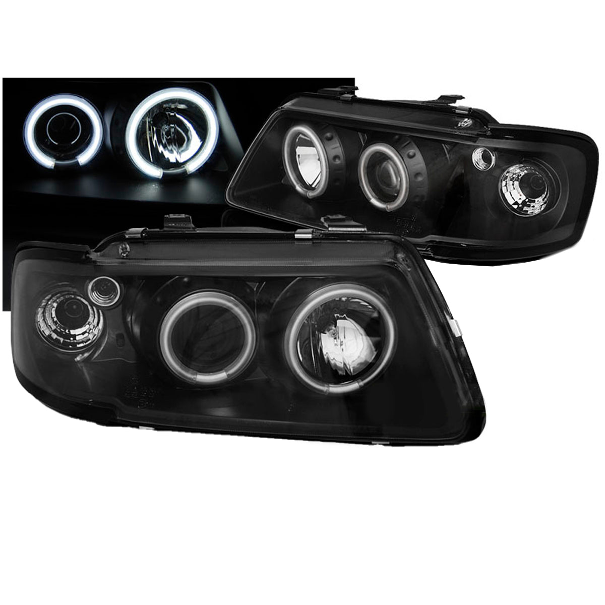 Scheinwerfer Angel Eyes CCFL Schwarz passend für Audi A3 8L 08.96-08.00