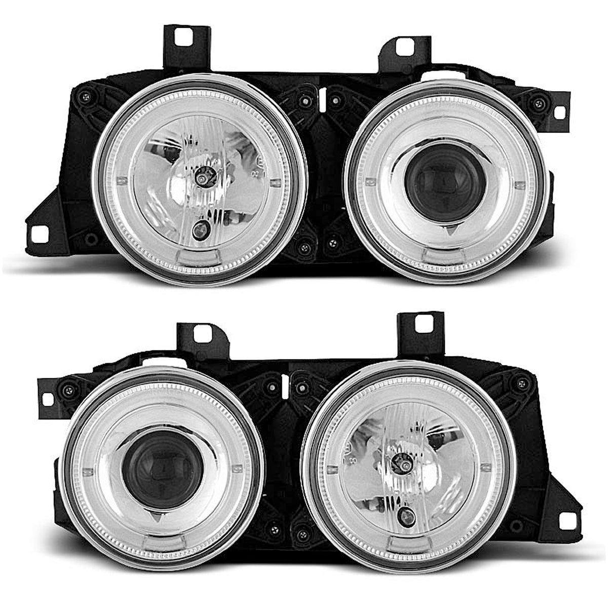 Scheinwerfer Angel Eyes Chrom passend für BMW E32/E3
