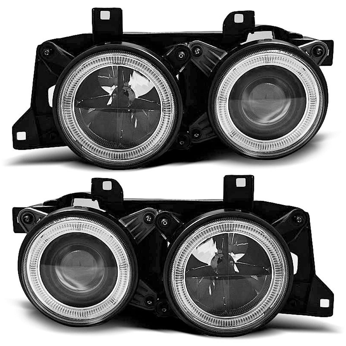Scheinwerfer Angel Eyes Schwarz passend für BMW E32/E34
