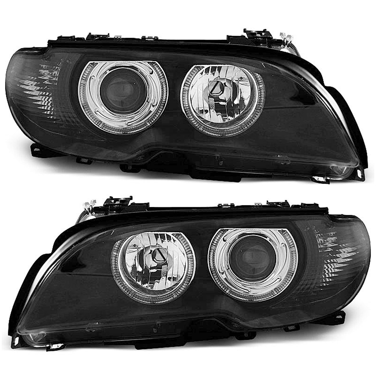 Scheinwerfer Angel Eyes Schwarz passend für BMW E46 04.03-06 Coupé Cabrio