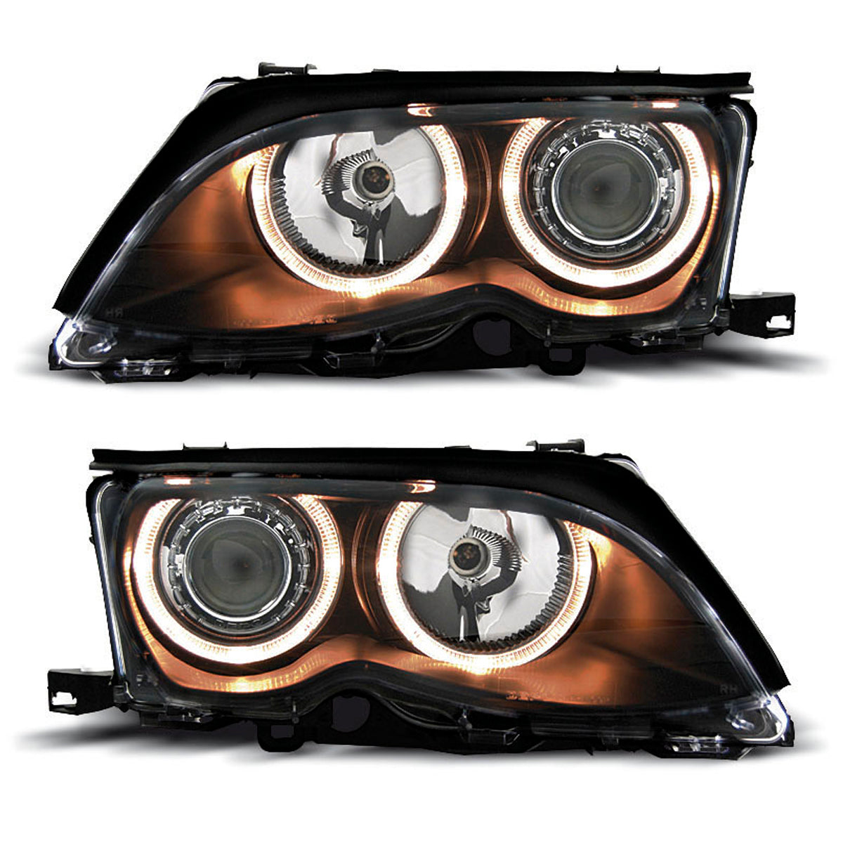 Scheinwerfer Angel Eyes Schwarz passend für BMW E46 09.01-03.05 S/T