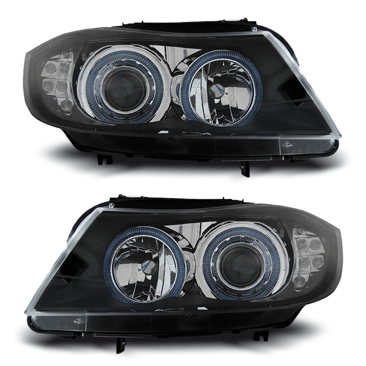Scheinwerfer Angel Eyes Schwarz mit LED Blinker passend für BMW E90/E91 03.05-08.08