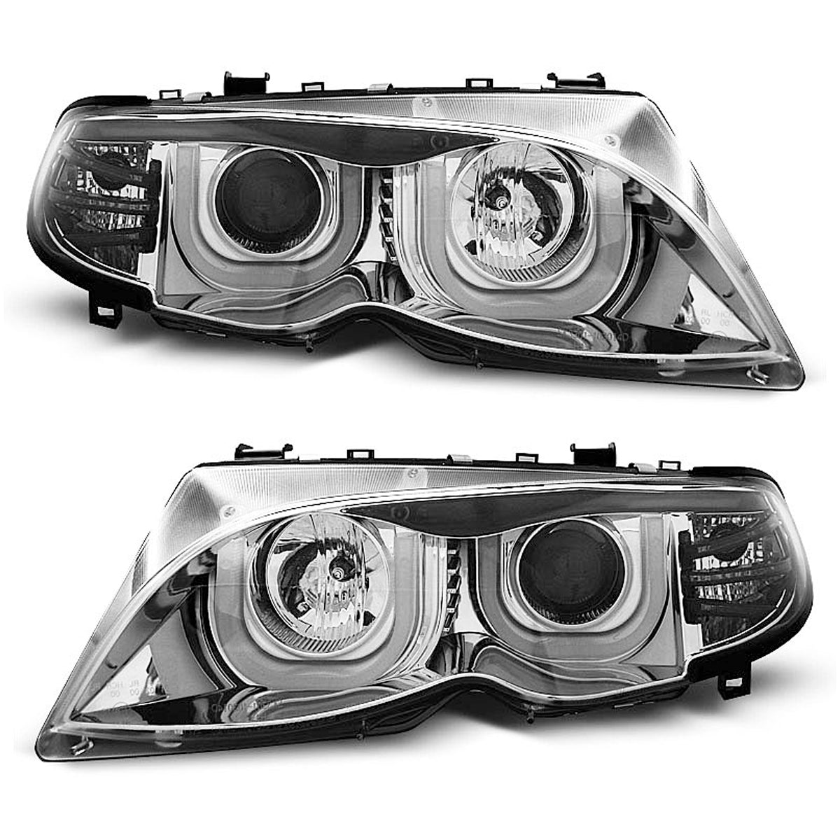 Scheinwerfer Angel Eyes 3D Chrom passend für BMW E46 09.01-03.05 S/T