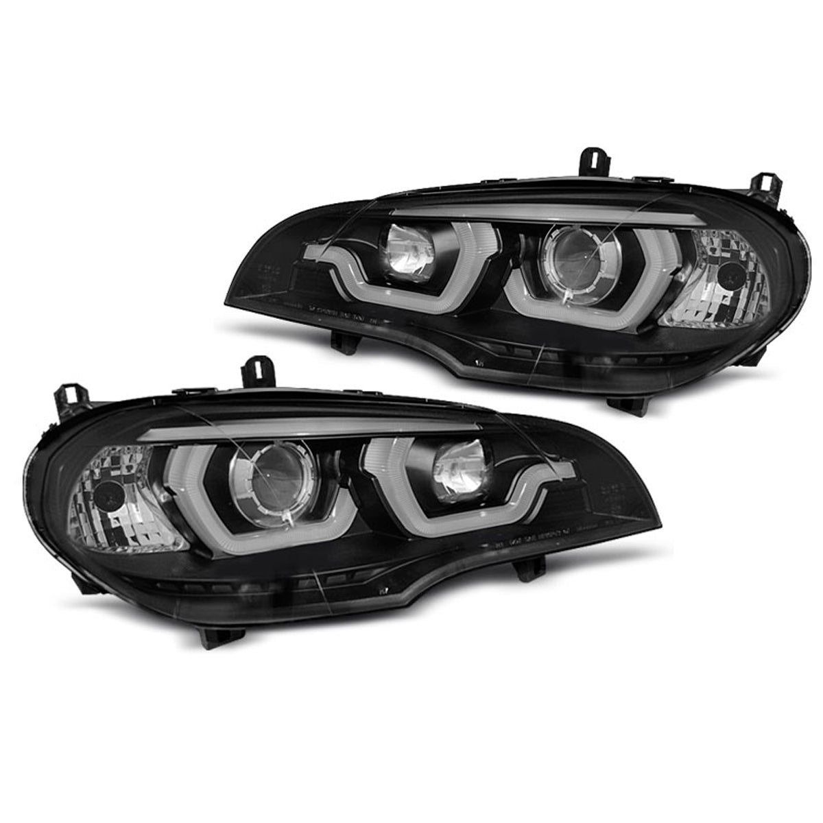 Scheinwerfer Tube Light DRL Schwarz passend für BMW X5 E70 07-13