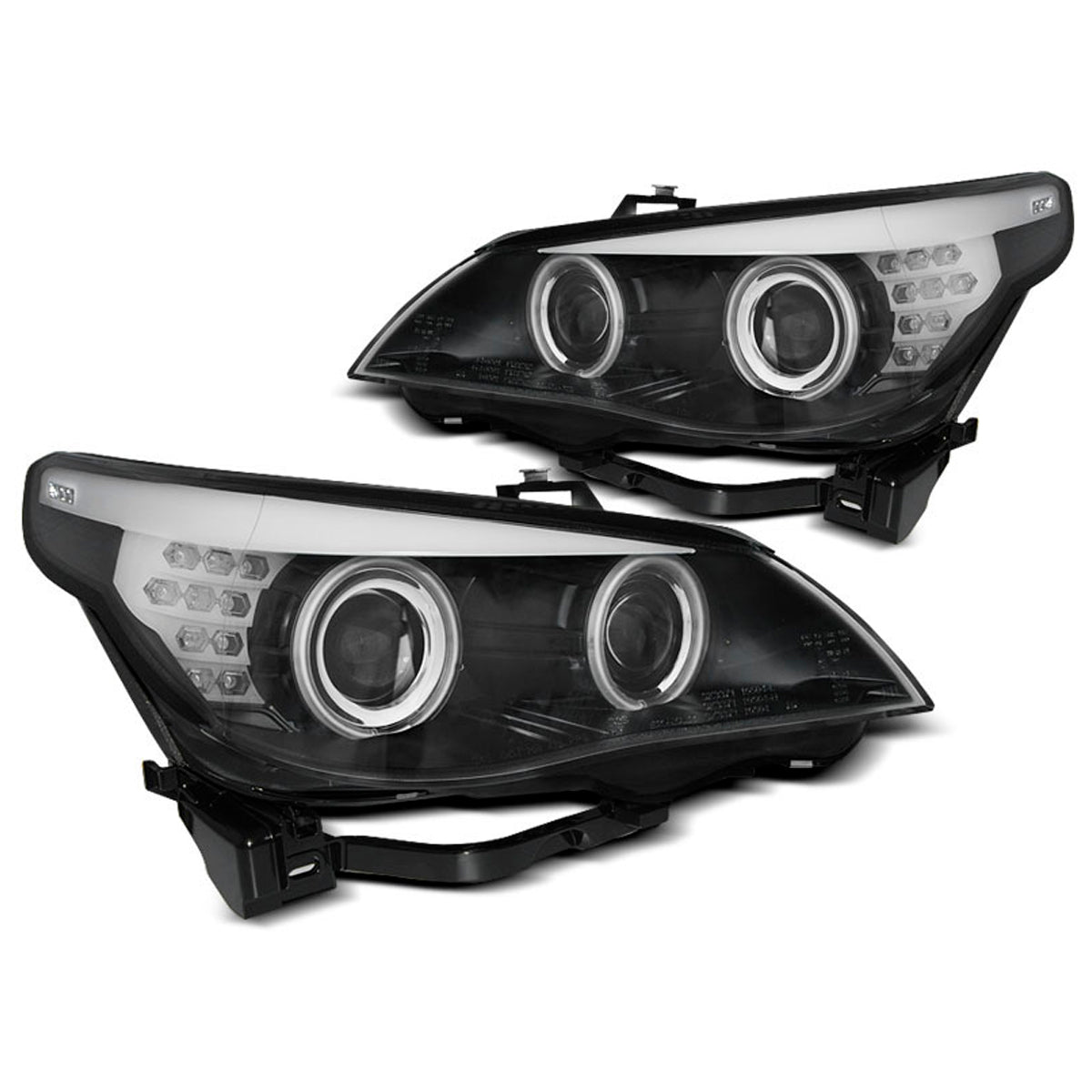 Scheinwerfer Angel Eyes CCFL Schwarz mit LED Blinker passend für BMW E60/E61 03-07