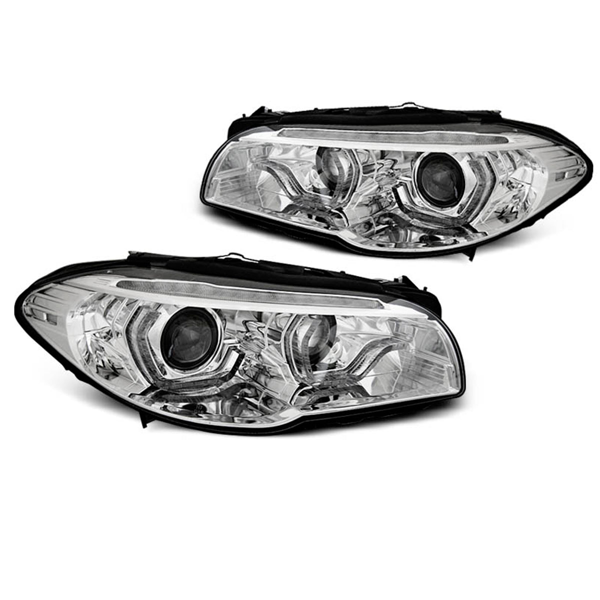 Xenon Scheinwerfer Angel Eyes LED DRL Chrom SEQ passend für BMW F10/F11 LCI 13-16