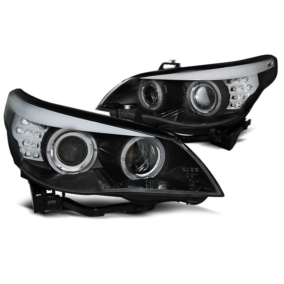 Xenon D2S Scheinwerfer Angel Eyes Schwarz LED Blinker passend für BMW E60/E61 03-04
