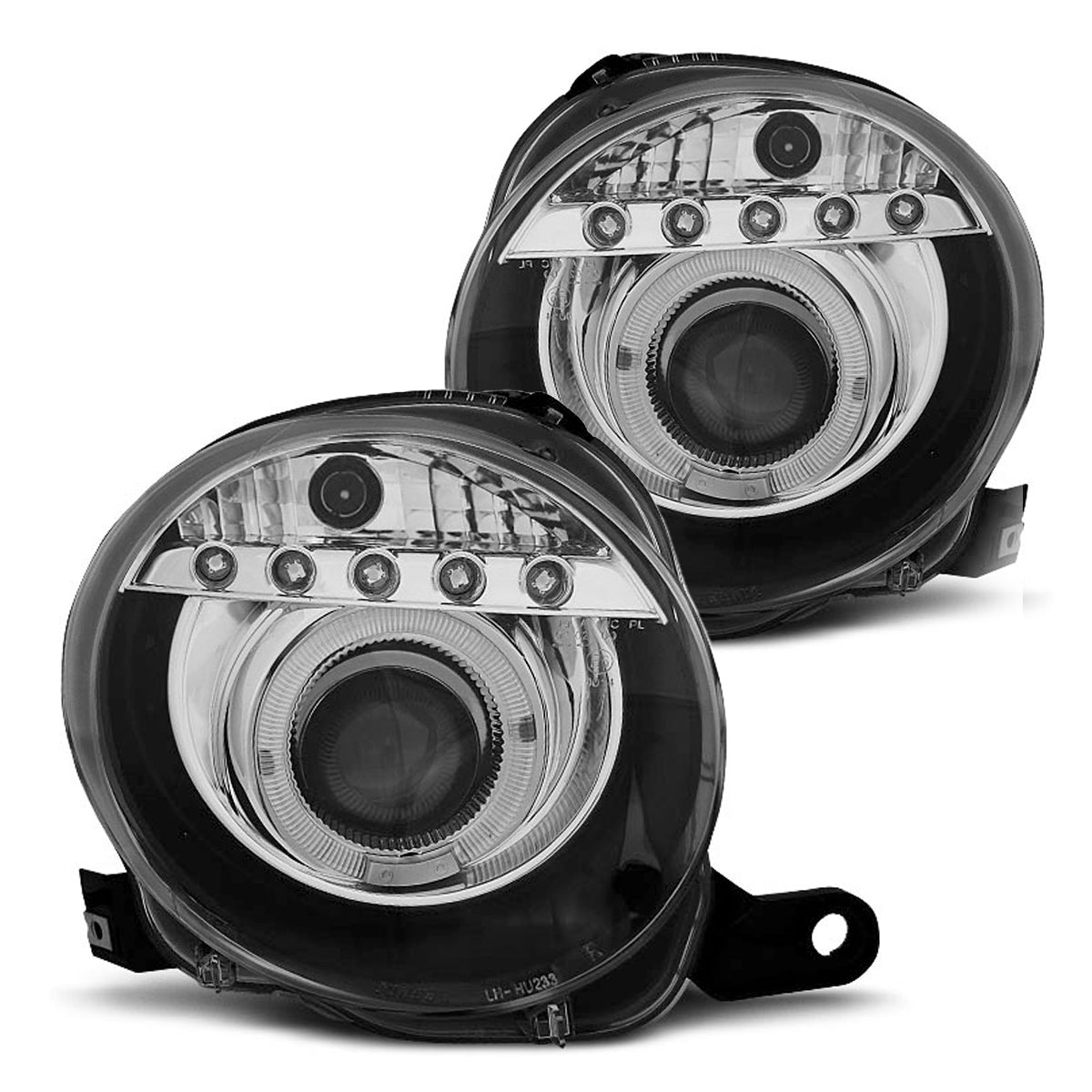Scheinwerfer passend für Fiat 500 07-15 Projektor Schwarz LED