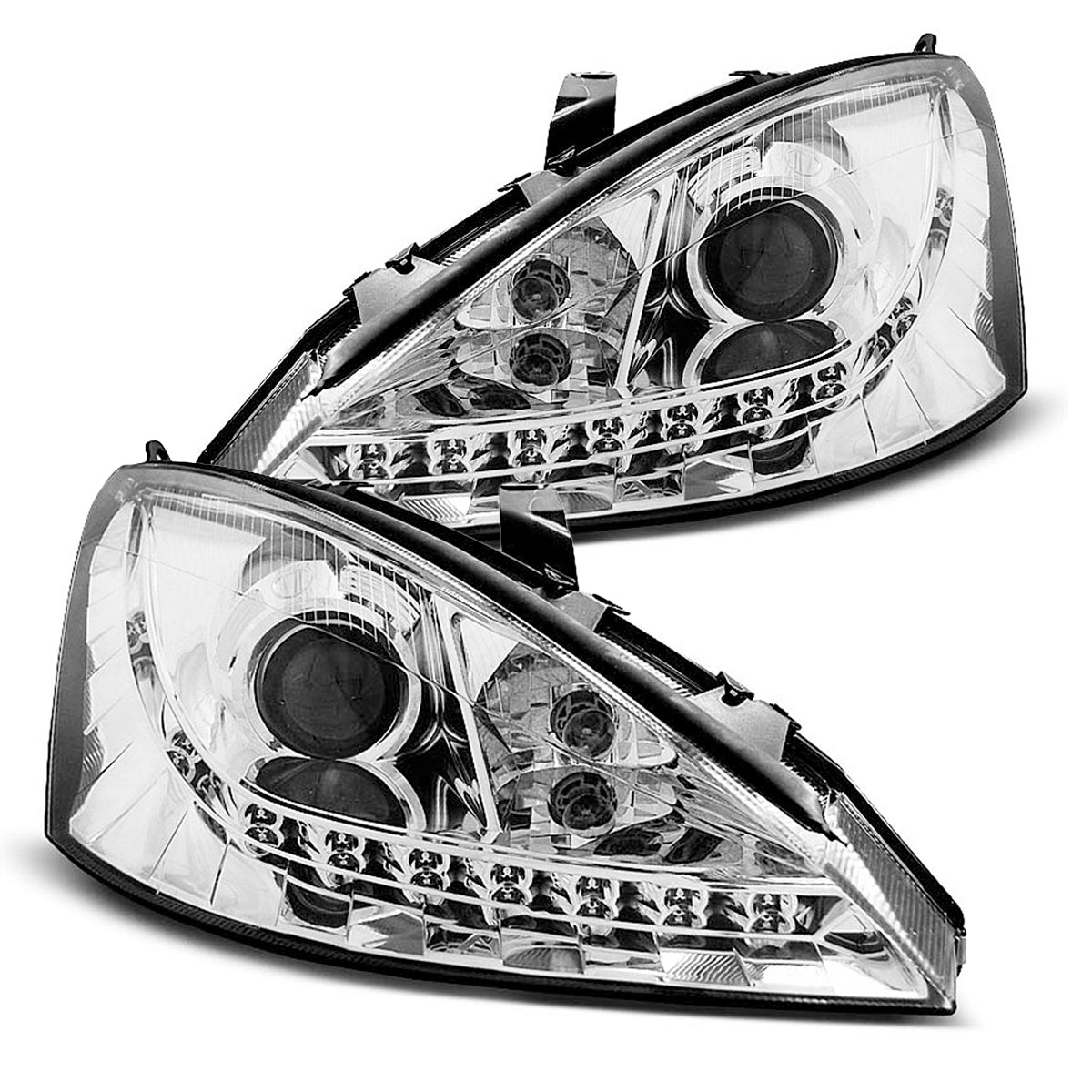 Scheinwerfer passend für Ford Focus 11.01-10.04 Tagfahrlicht Chrom