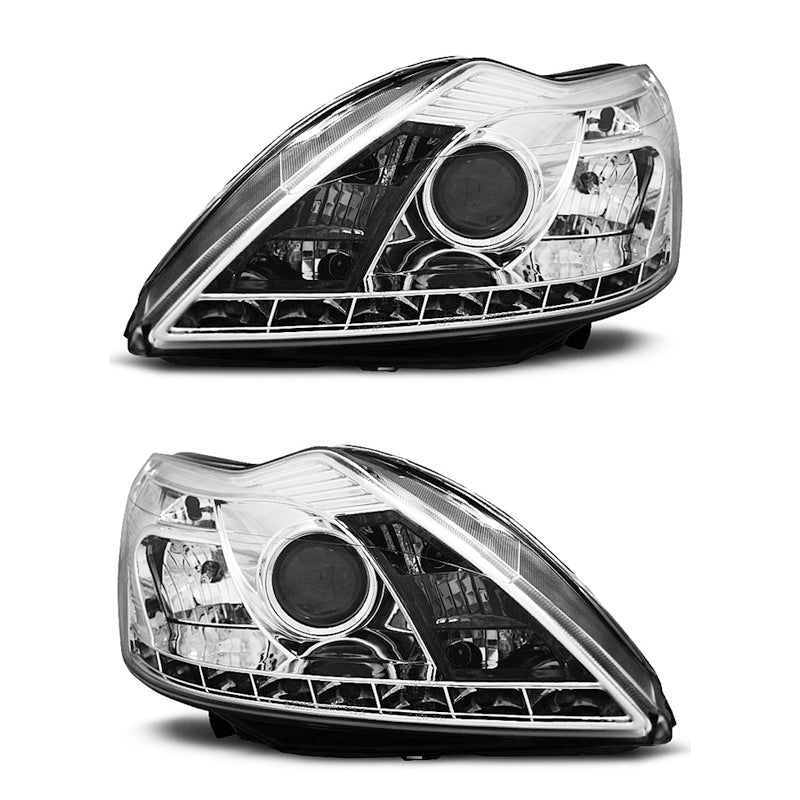 Scheinwerfer passend für Ford Focus II 02.08-10 Tagfahrlicht Chrom W/M
