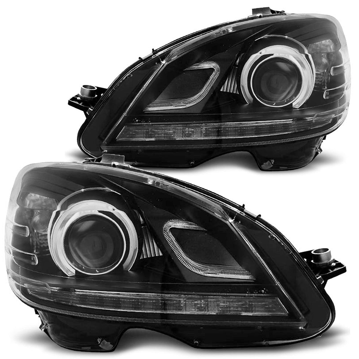 Scheinwerfer True DRL Schwarz passend für Mercedes W204 07-10