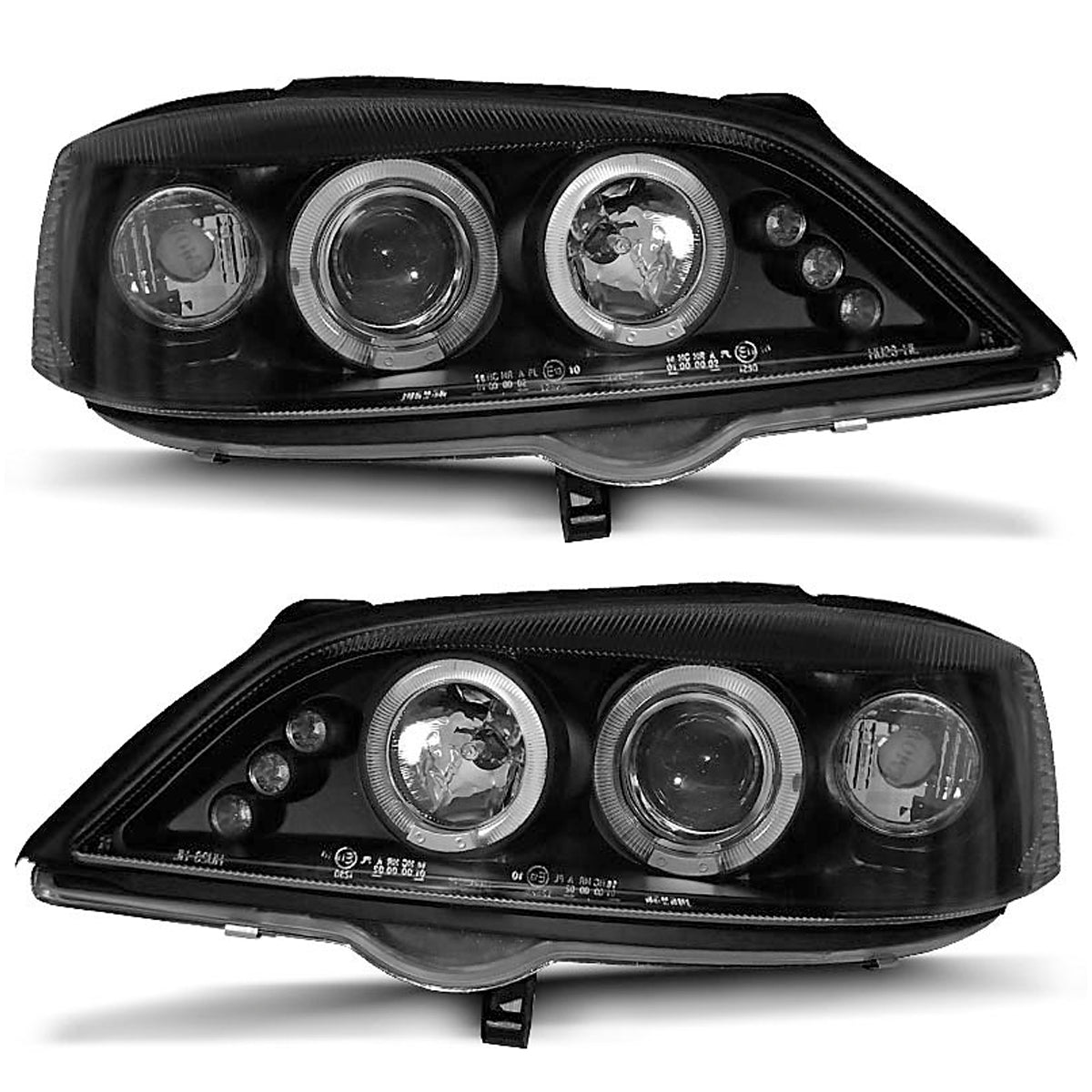 Scheinwerfer passend für Opel Astra G 02.98-02.04 Angel Eyes Schwarz