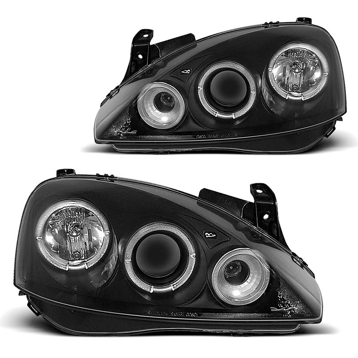 Scheinwerfer passend für Opel Corsa C 11.00-09.06 Angel Eyes Schwarz