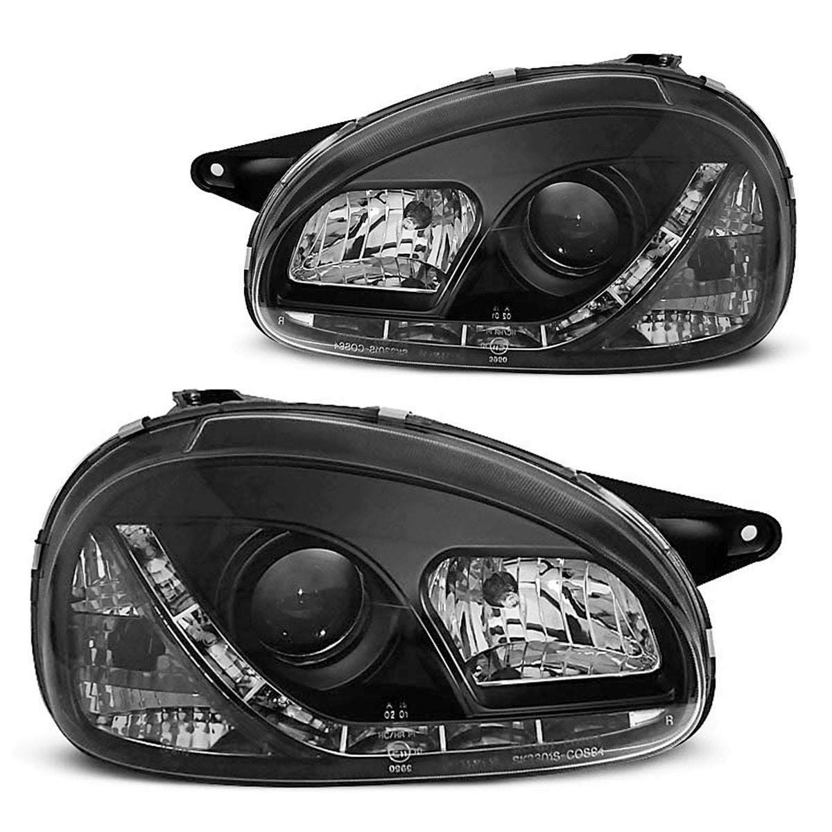 Scheinwerfer passend für Opel Corsa B 02.93-10.00 Daylight Schwarz