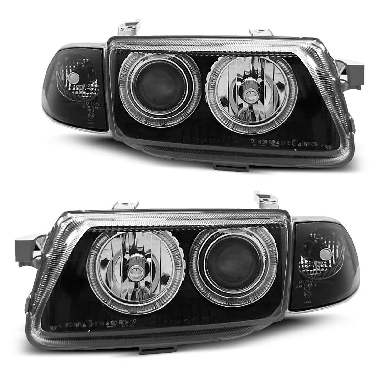 Scheinwerfer passend für Opel Astra F 09.94-08.97 Angel Eyes Schwarz