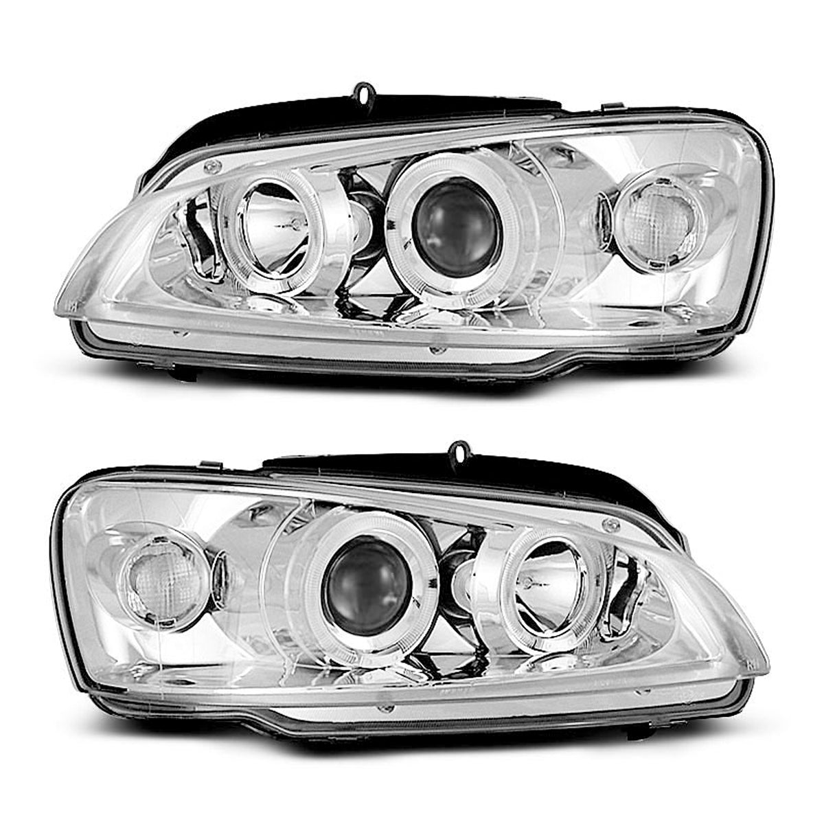 Scheinwerfer passend für Peugeot 106 08.96-03 Angel Eyes Chrom