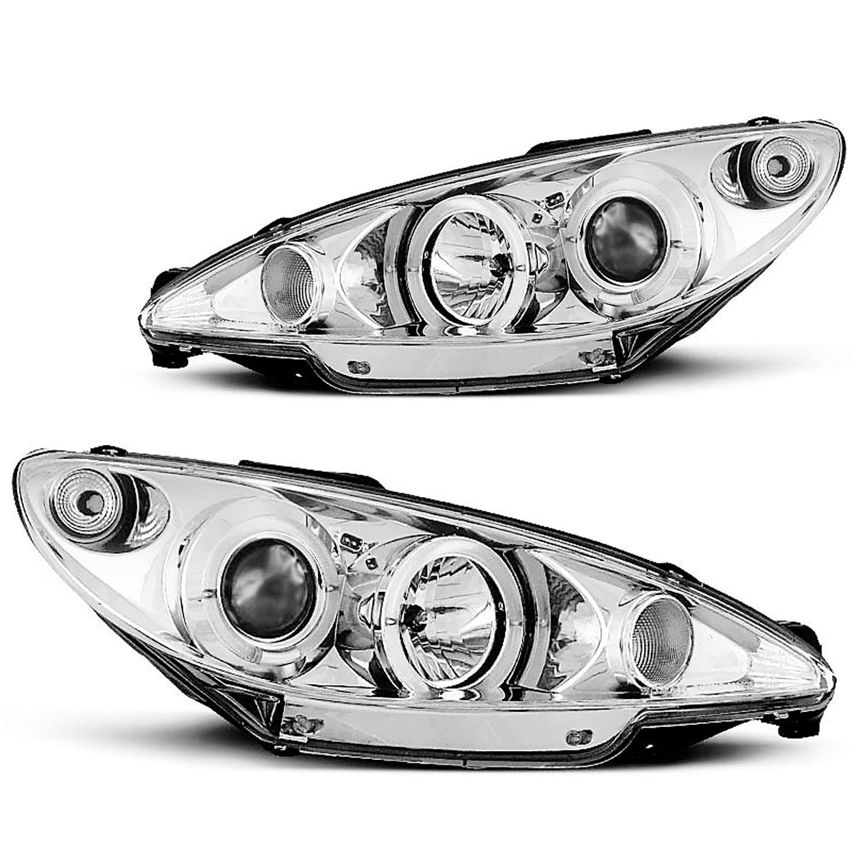 Scheinwerfer passend für Peugeot 206 10.98-02 206 Angel Eyes Chrom