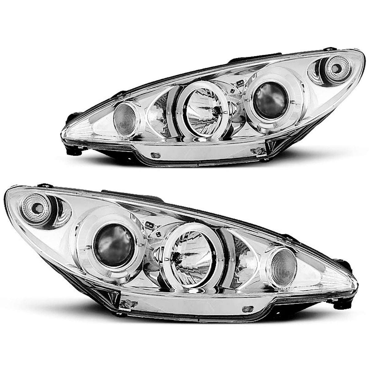 Scheinwerfer passend für Peugeot 206 02- Angel Eyes Chrom