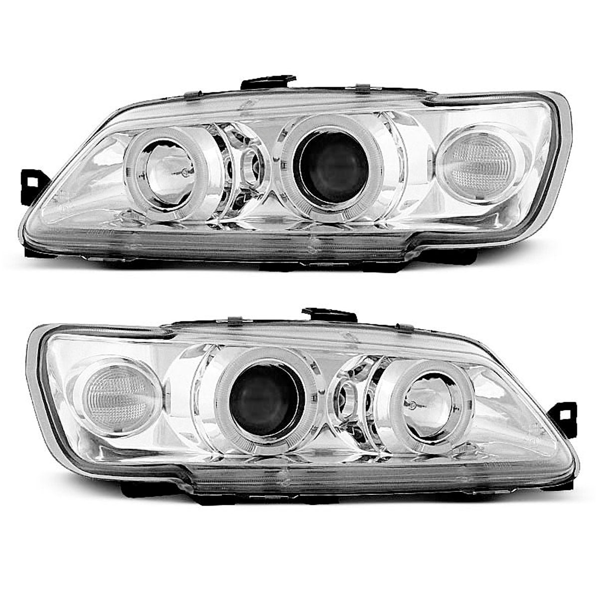 Scheinwerfer passend für Peugeot 306 02.93-04.97 Angel Eyes Chrom