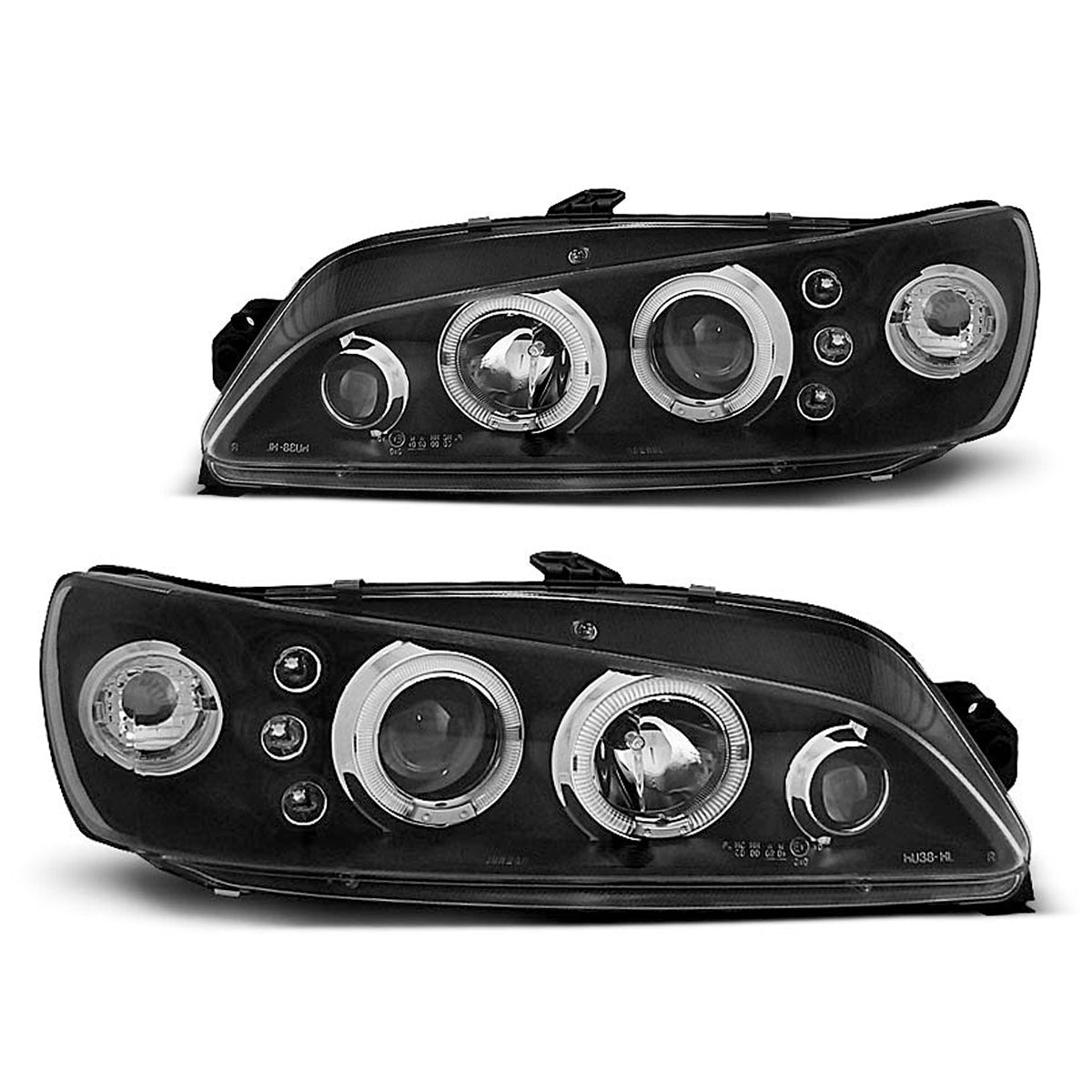 Scheinwerfer passend für Peugeot 306 05.97-03.01 Angel Eyes Schwarz