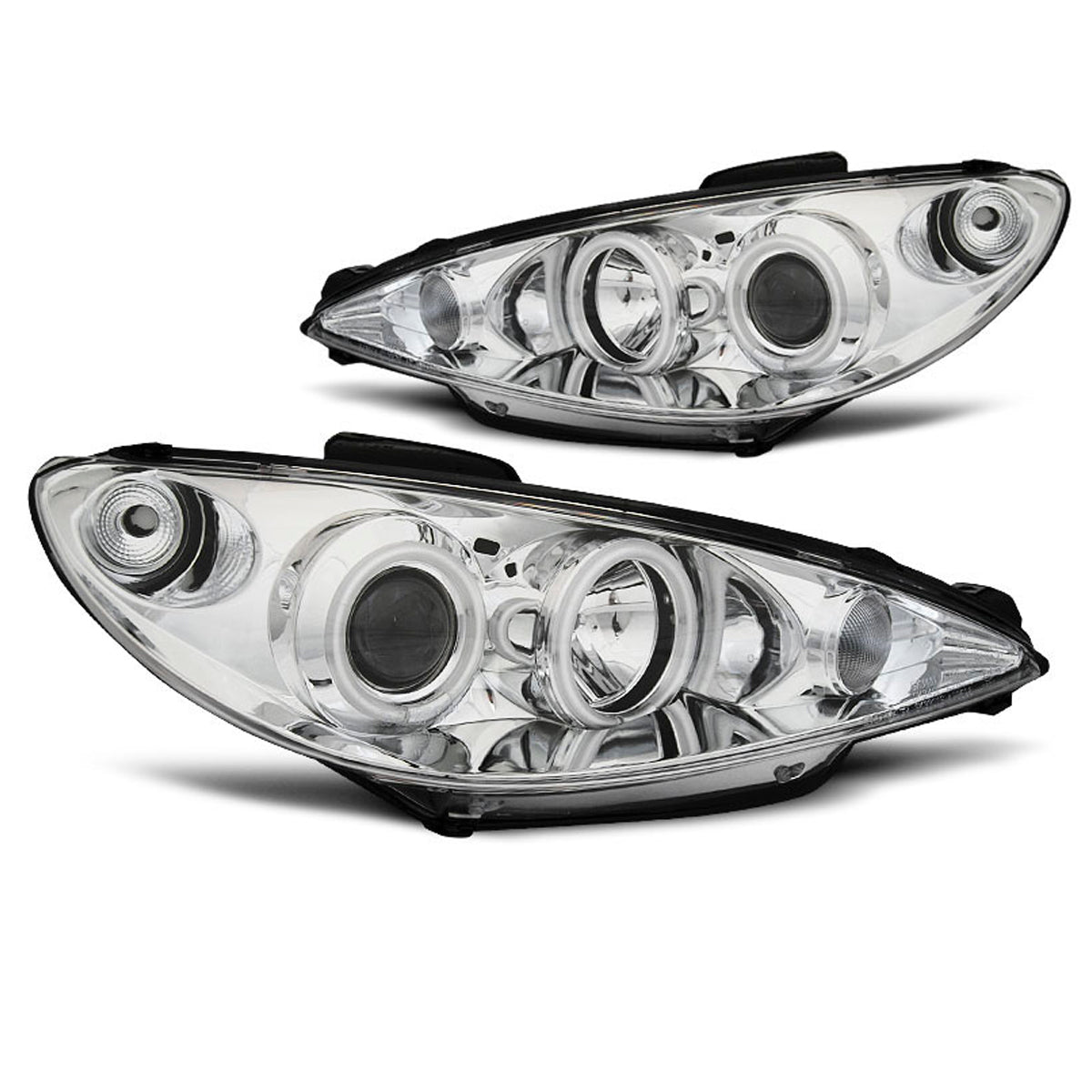 Scheinwerfer passend für Peugeot 206 02- Angel Eyes Chrom CCFL