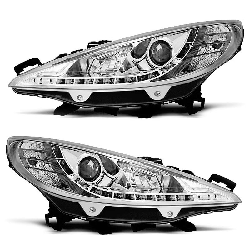 Scheinwerfer passend für Peugeot 207 05.06-06.12 Daylight Chrom mit Motor