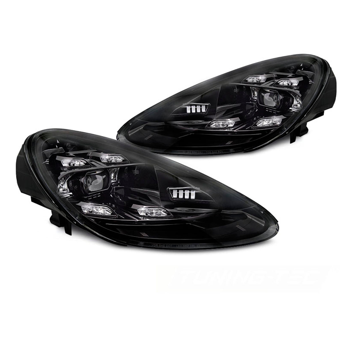 LED Scheinwerfer DRL Schwarz passend für Porsche Cayenne 10-15