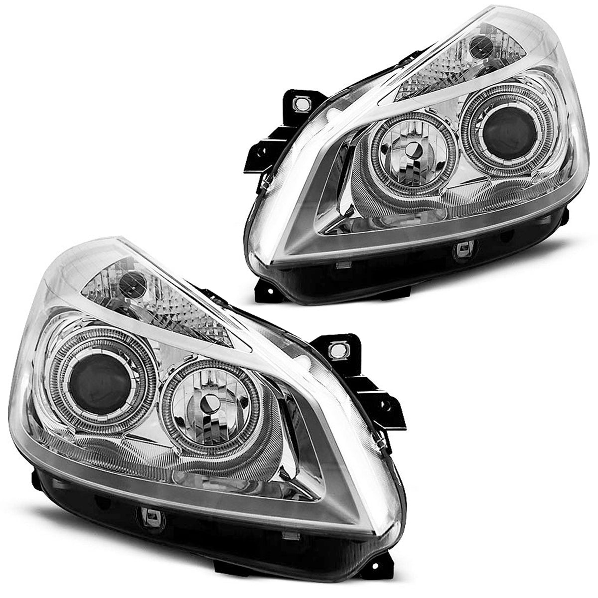 Scheinwerfer passend für Renault Clio 3 05-09 Chrom Angel Eyes