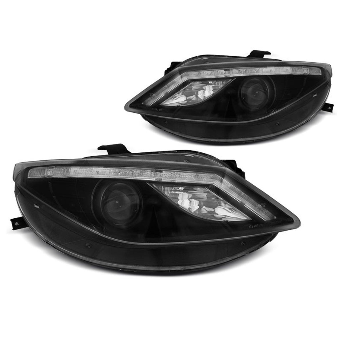 Scheinwerfer Tagfahrlicht Schwarz mit LED-Blinker passend für Seat Ibiza 6J 06.08-12