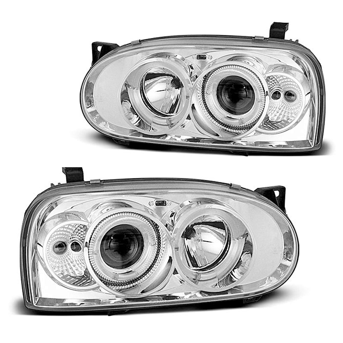 Scheinwerfer Angel Eyes Chrom passend für VW Golf 3 09.91-08.97