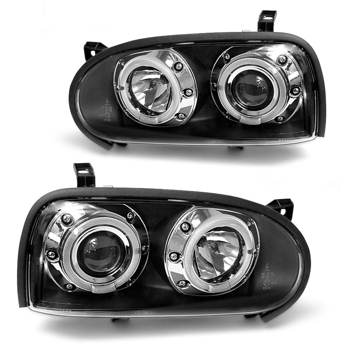 Scheinwerfer Angel Eyes Schwarz passend für VW Golf 3 09.91-08.97
