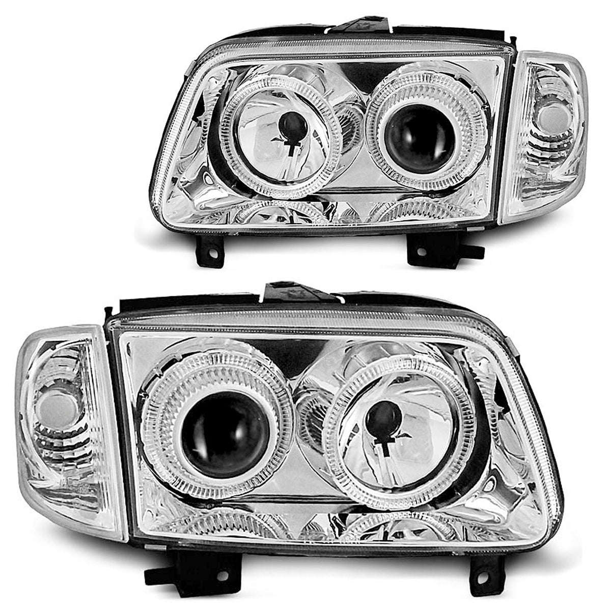 Scheinwerfer Angel Eyes Chrom passend für VW Polo 6N2 10.99-10.01